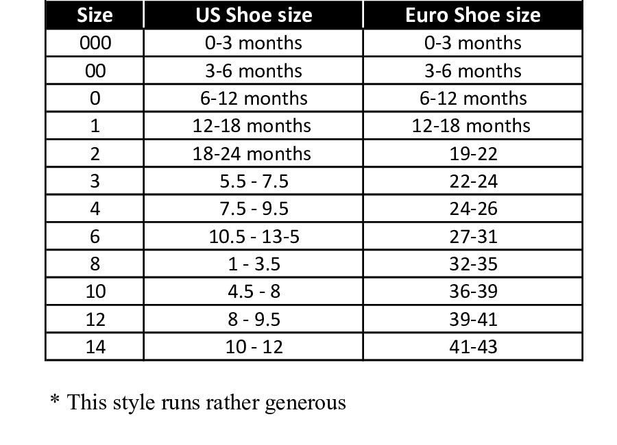 Size chart for Condor® Crochet Ankle Sock - White