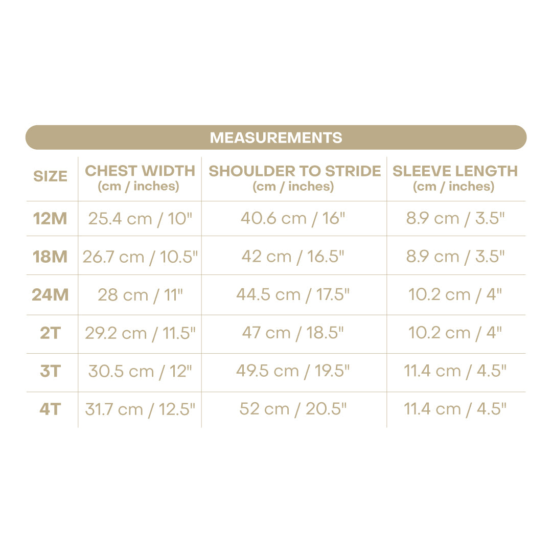 Size chart for Anchor Boy Shortall