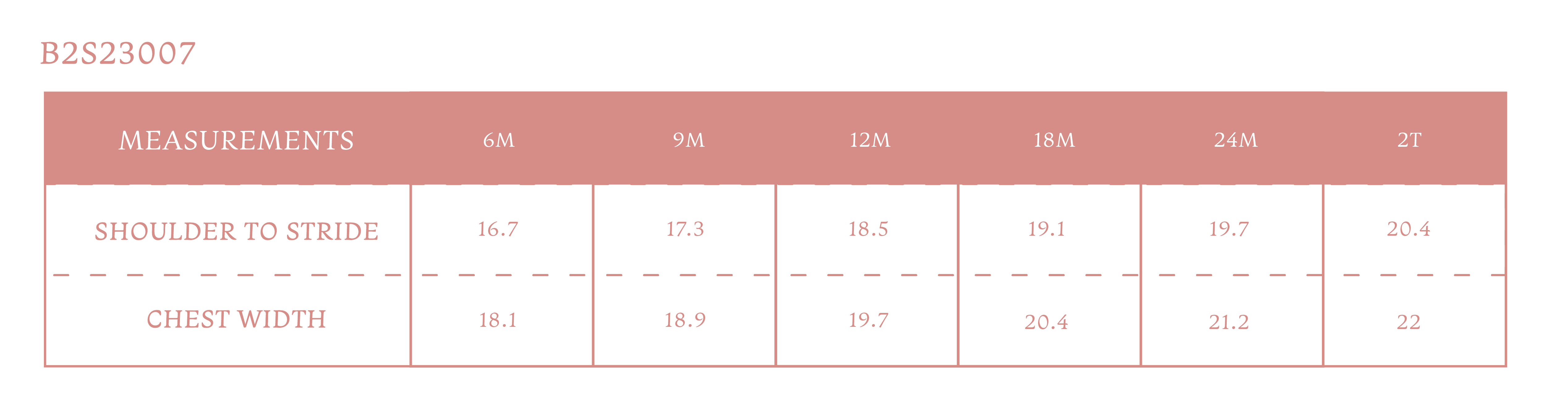 Size chart for School Girl Bubble