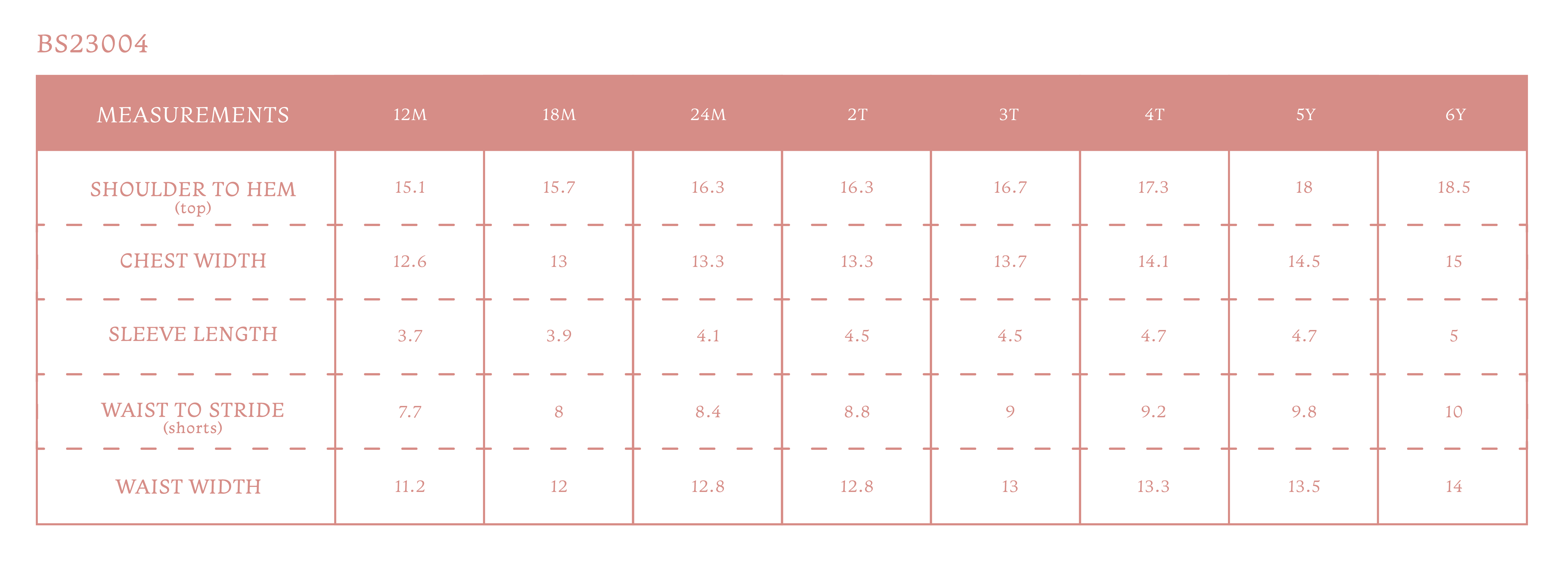 Size chart for Apple Boy Polo Set