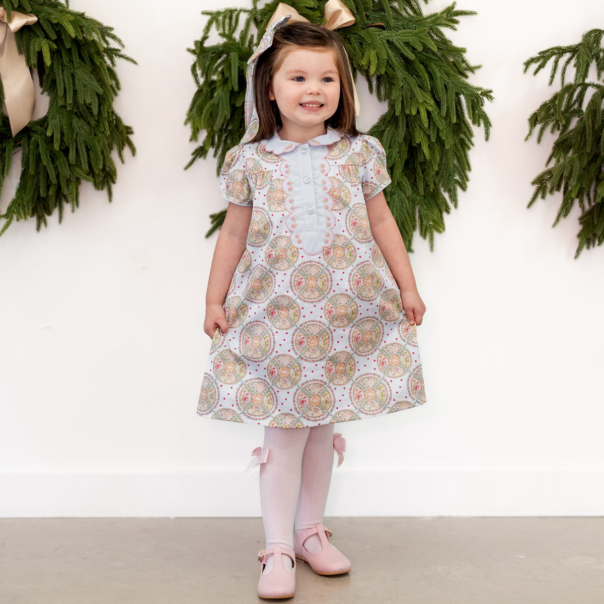 dondolo christmas dress La Boutique by Dondolo Girls Smocked Dress