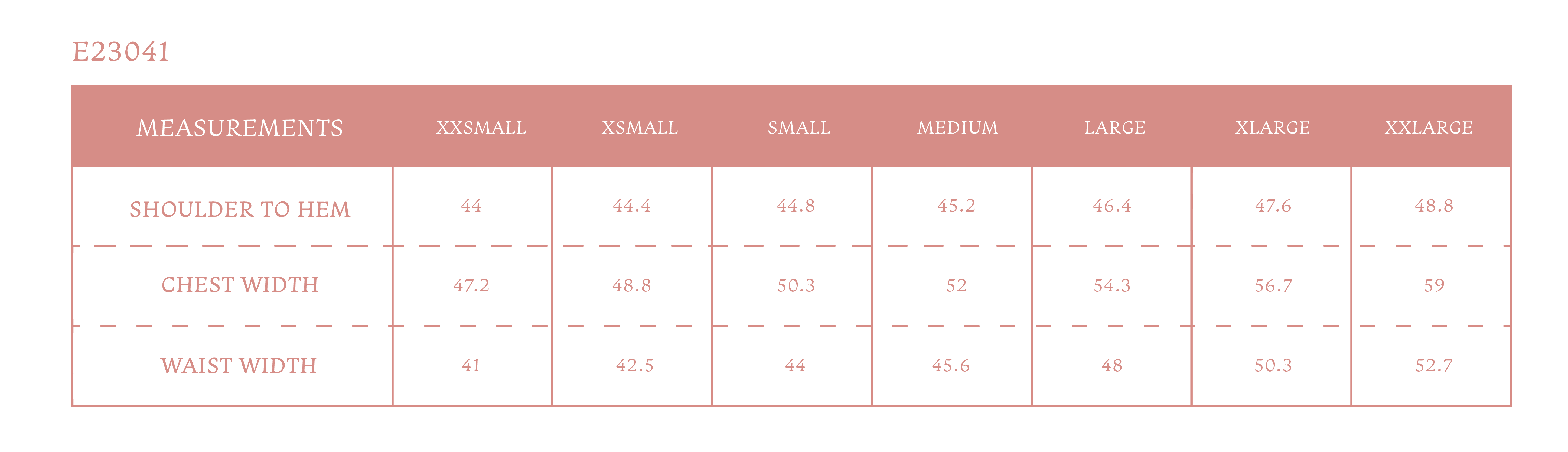 Size chart for Women's Caroline Dress - Poppy