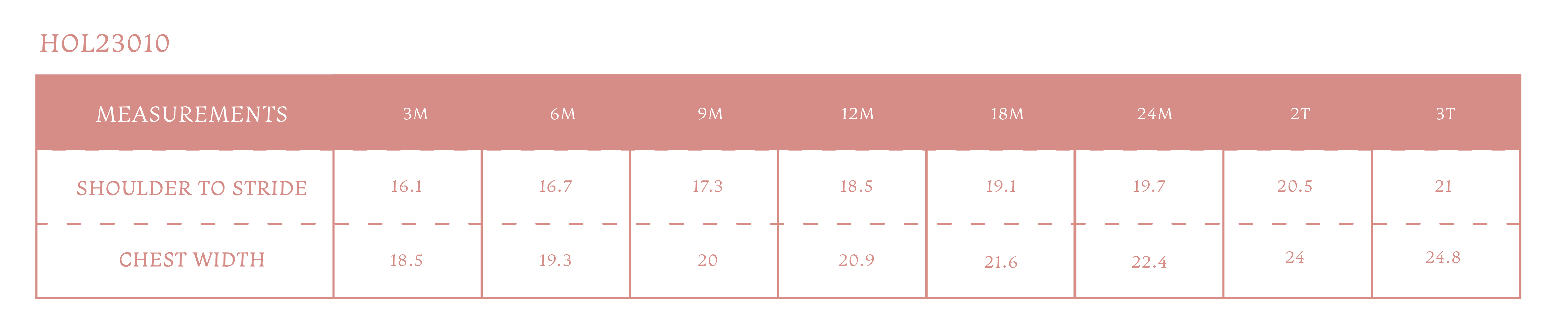 Size chart for Sugarplum Girl Bubble