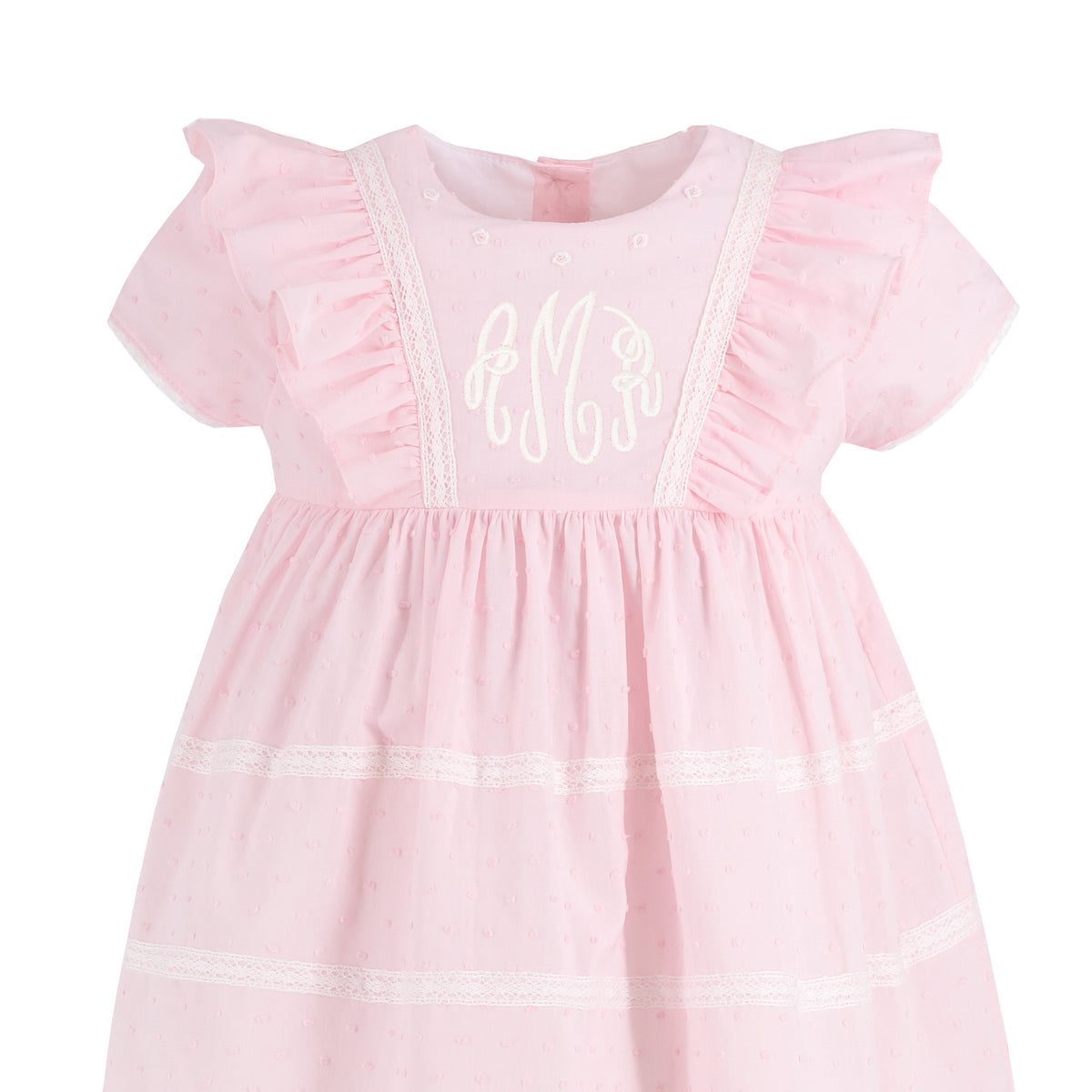La Boutique by Dondolo Girls Smocked Dress - Pink with Christmas Evergreen Embroidery main image 1
