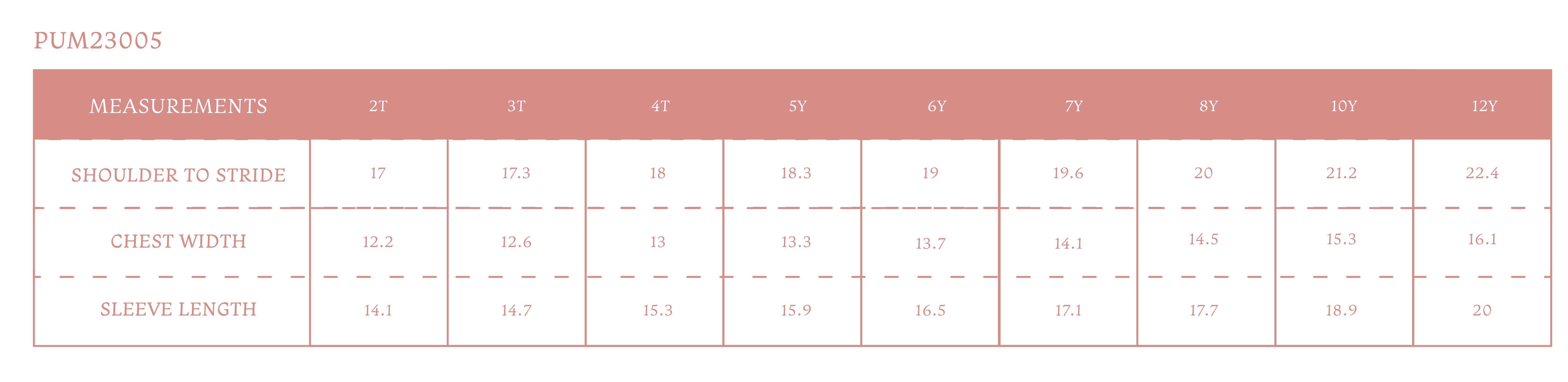 Size chart for Louie Boy Blazer