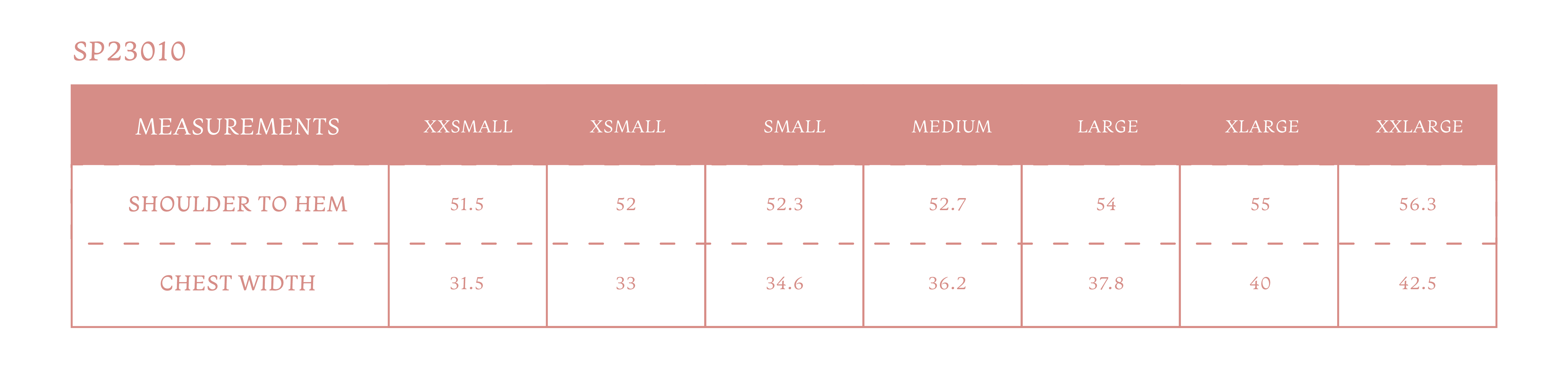 Size chart for Women's Violet Dress - Delphine Floral
