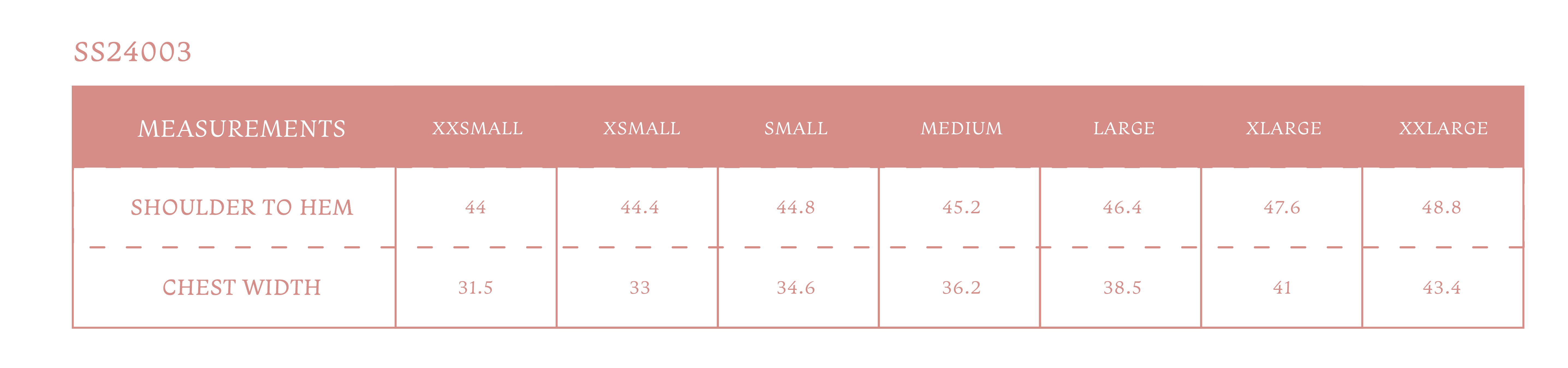 Size chart for Women's Mary Dress - Peony Print
