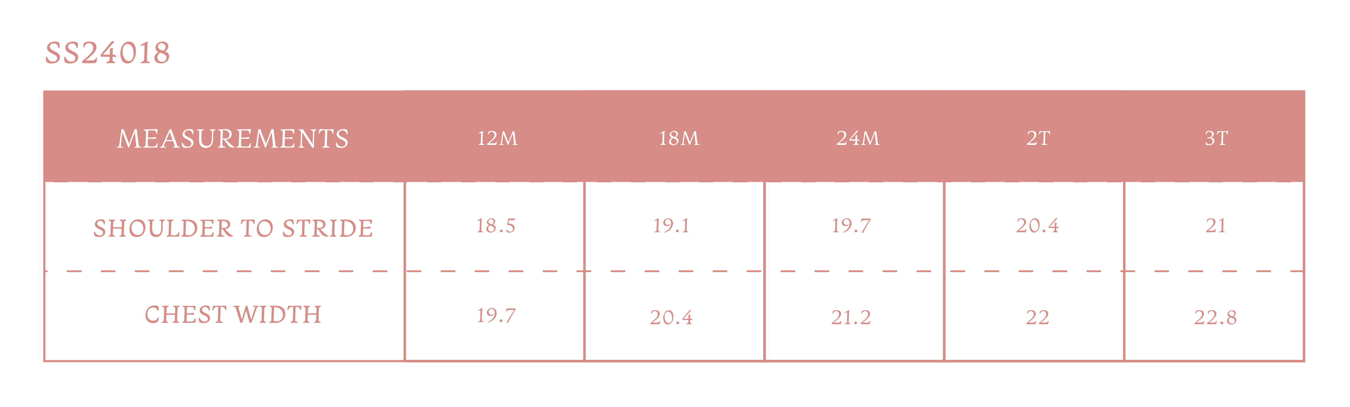 Size chart for Violet Girl Bubble