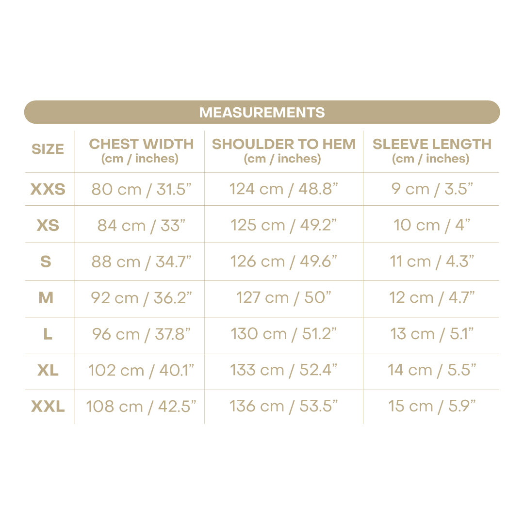 Size chart for Women's Gen Dress - Blue Gingham/ Green