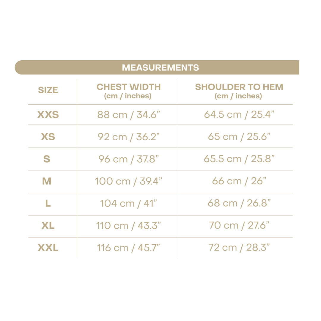 Size chart for Rosa Gialla Women's Shirt