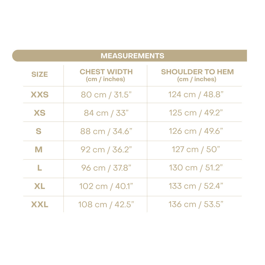 Size chart for Fiori Women's Dress
