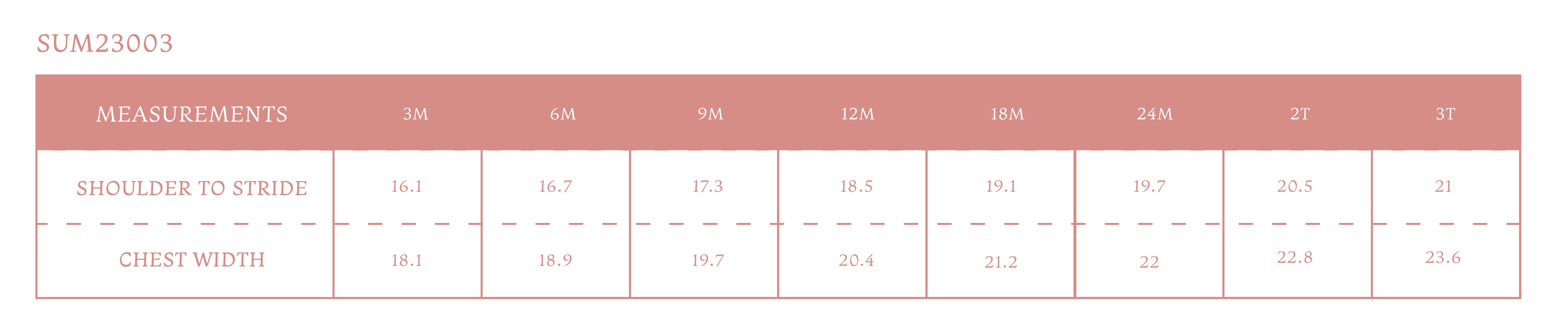 Size chart for Maverick Boy Bubble