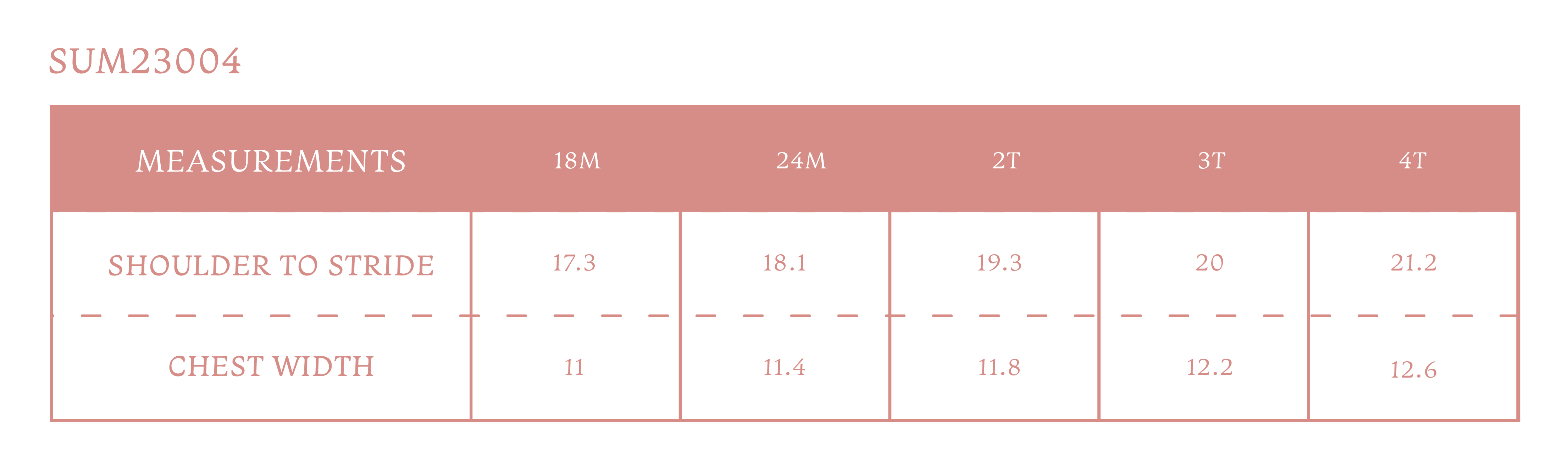 Size chart for Maverick Boy Jon Jon