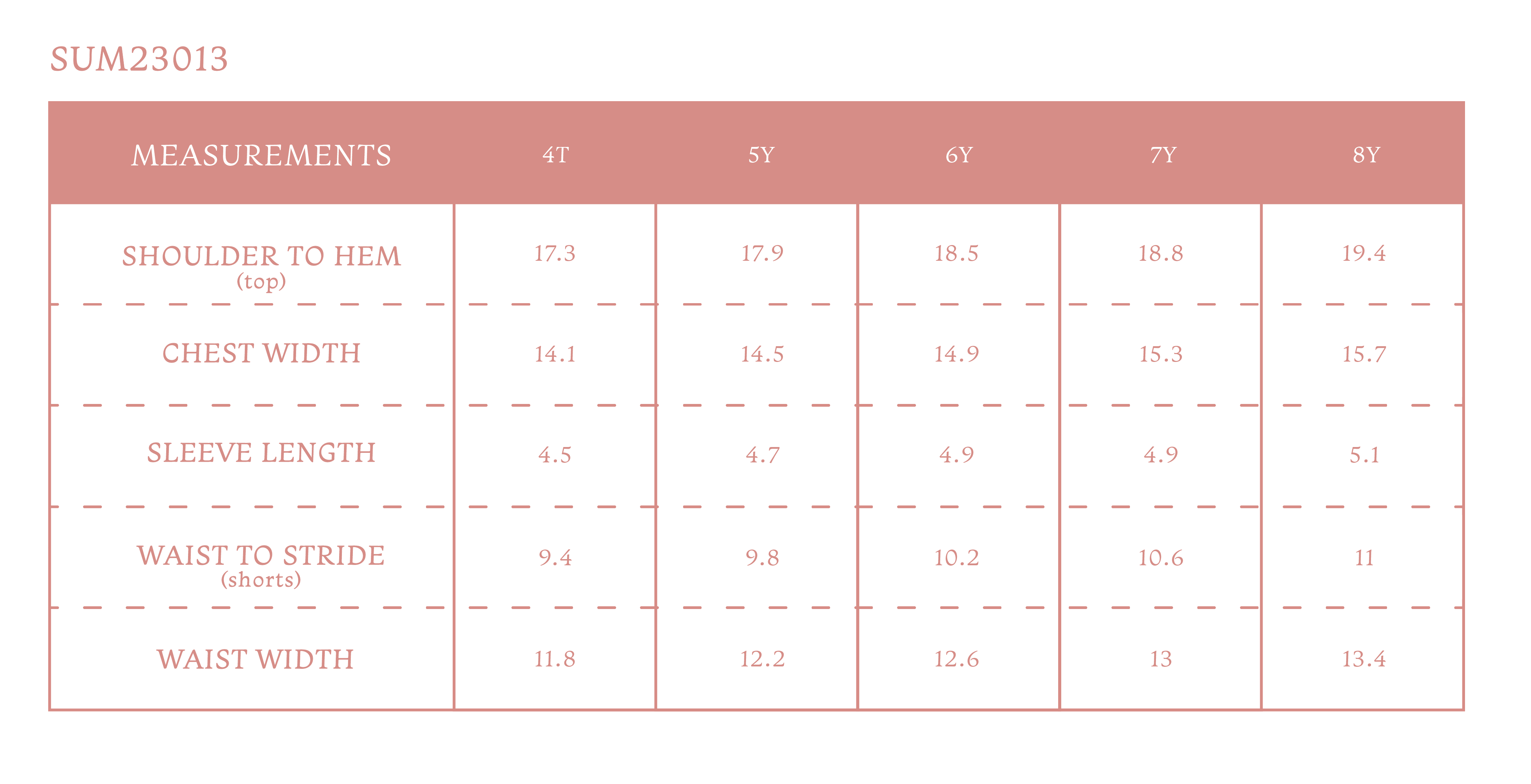 Size chart for Citron Boy Button Down/Short Set