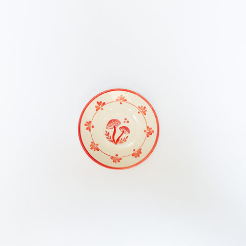 Mushroom Teacup and Saucer - Red