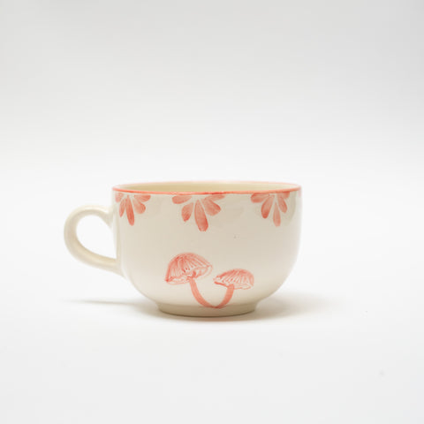 Mushroom Teacup and Saucer - Pink