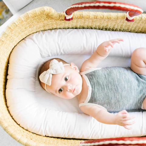Natural African Moses Basket - Cognac + Cream Handle