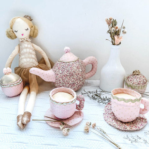 Floral Stuffed Toy Tea Set