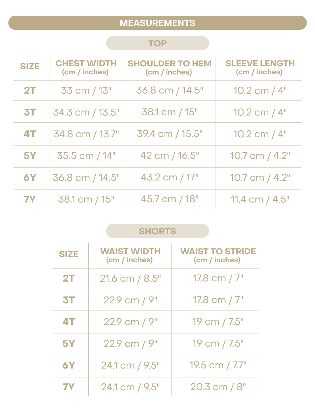 Size chart for Anchor Boy Polo Set