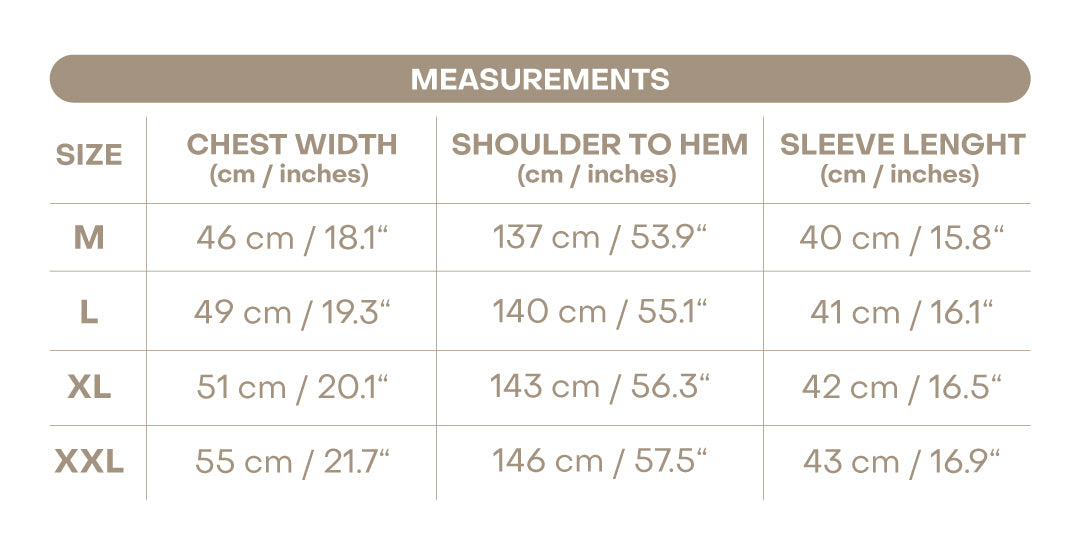 Size chart for Women’s Lounge Dress - Light Blue