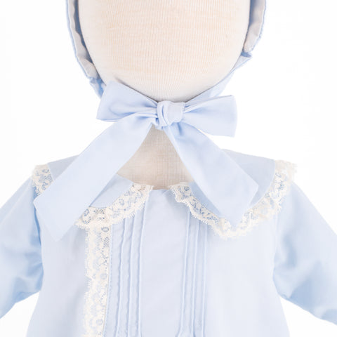 Baby Gown With Bonnet - Light Blue