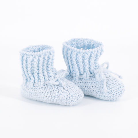 Knit Baby Booties - Light Blue