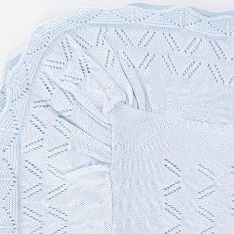 Knit Baby Blanket - Light Blue