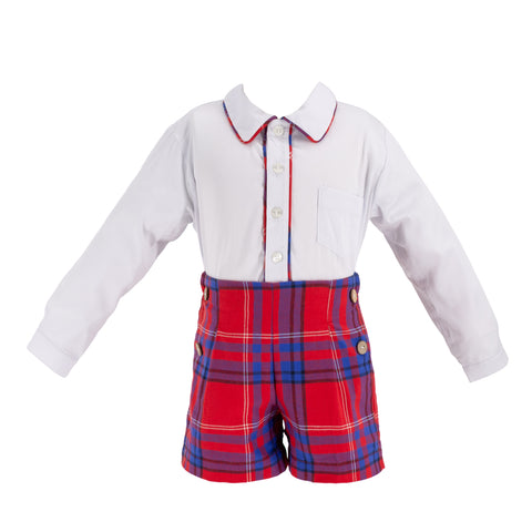 Hayden Long Sleeve Boy Set - Red Plaid