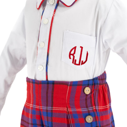 Hayden Long Sleeve Boy Set - Red Plaid