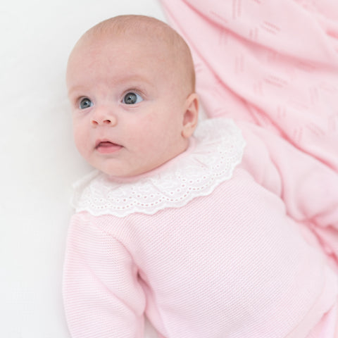 Knit Baby Girl Sweater & Stockings Set - Pink