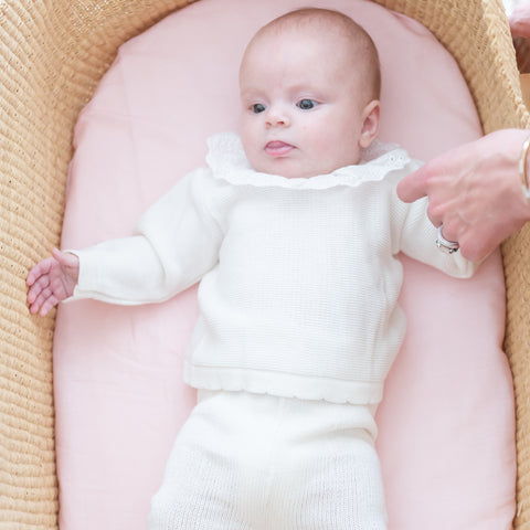 Knit Baby Girl Sweater & Stockings Set - Ivory