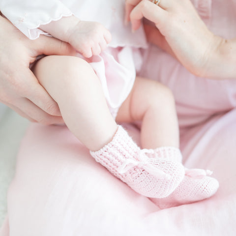 Knit Baby Booties - Pink