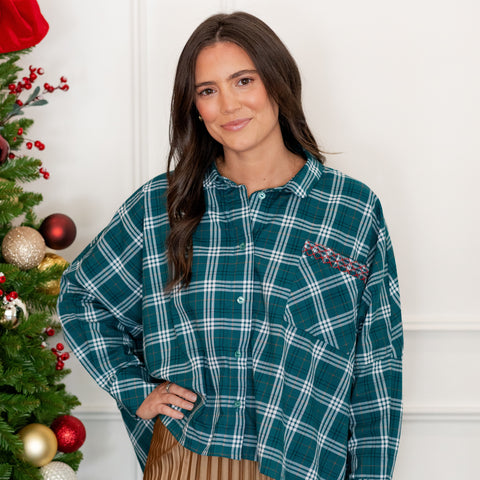 Amber Women’s Shirt - Green Tartan