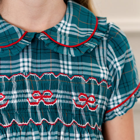 Ariella Girl Dress - Green Tartan