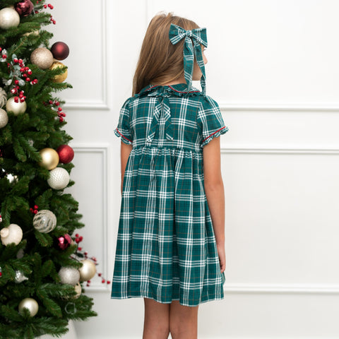Ariella Girl Dress - Green Tartan