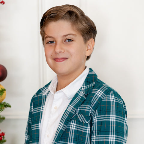 Hayden Boy Blazer - Green Tartan