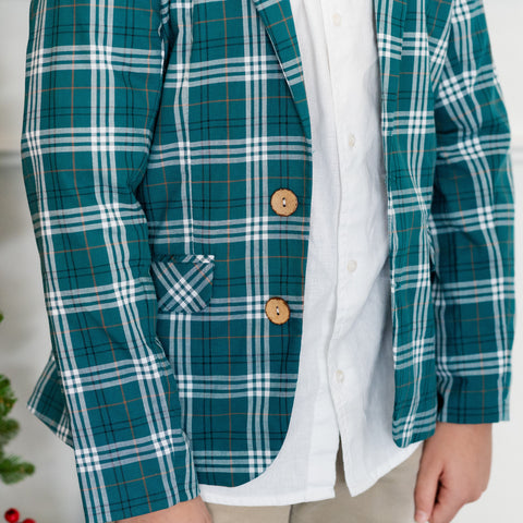 Hayden Boy Blazer - Green Tartan