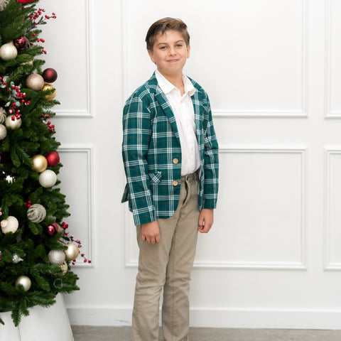 Hayden Boy Blazer - Green Tartan