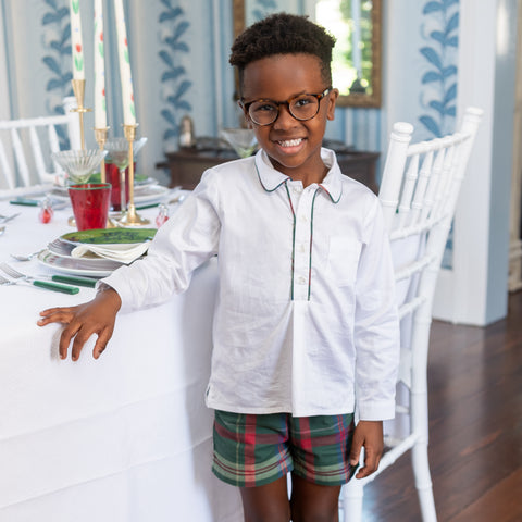 Hayden Long Sleeve Boy Set - Green Tartan