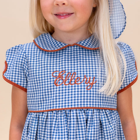 Sarita Girl Dress - Classic Gingham Pumpkin