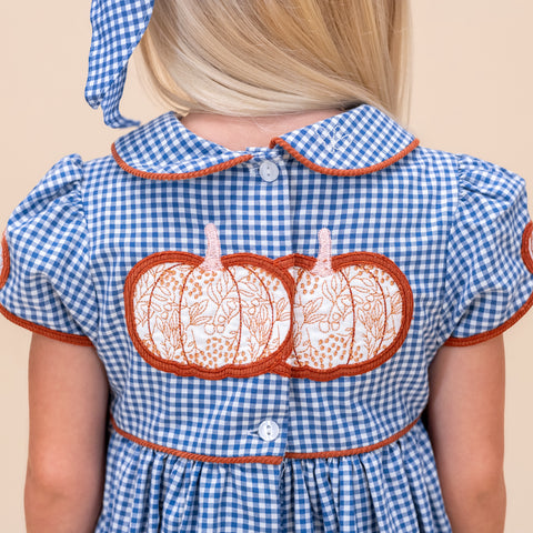 Sarita Girl Dress - Classic Gingham Pumpkin