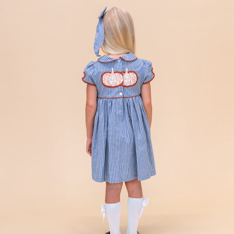 Sarita Girl Dress - Classic Gingham Pumpkin