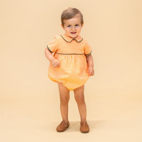 Lucas Boy Bubble - Orange Gingham