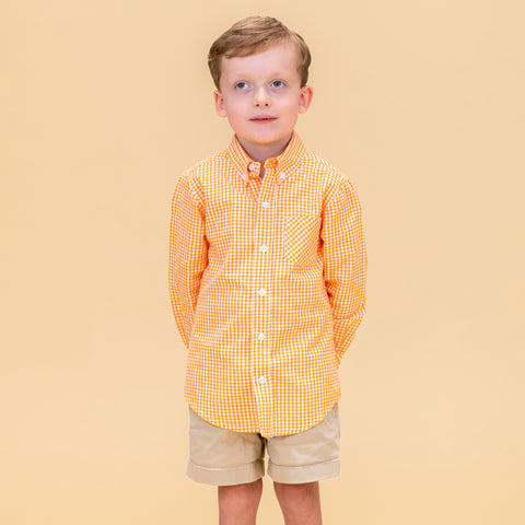 Walker Boy Button Down - Orange Gingham