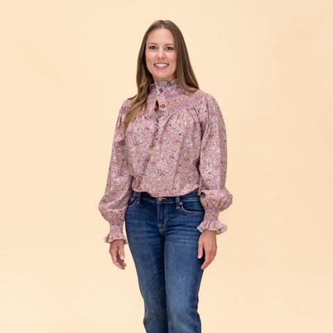 Women’s Louise Shirt - Crimson Floral