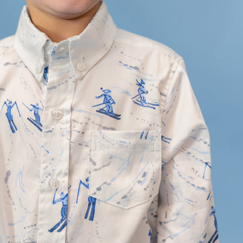 Walker Boy Button Down -  Snowy Slopes