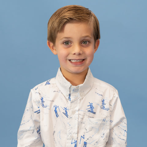 Walker Boy Button Down -  Snowy Slopes