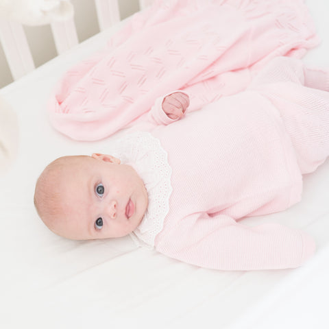 Knit Baby Girl Sweater & Stockings Set - Pink