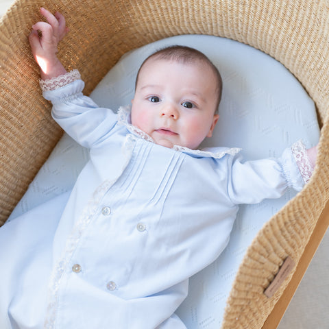 Baby Gown With Bonnet - Light Blue