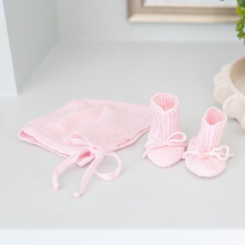 Knit Baby Booties - Pink